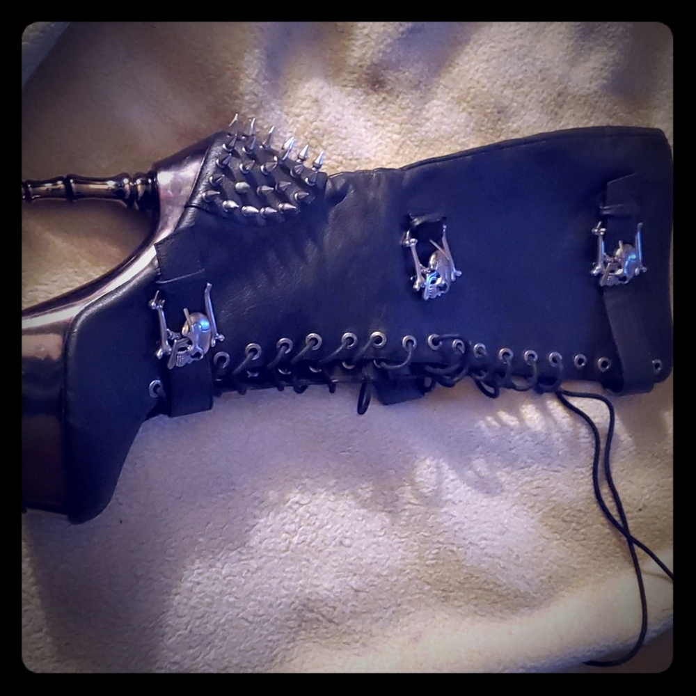 Demonia- Muerto black thigh high boots
